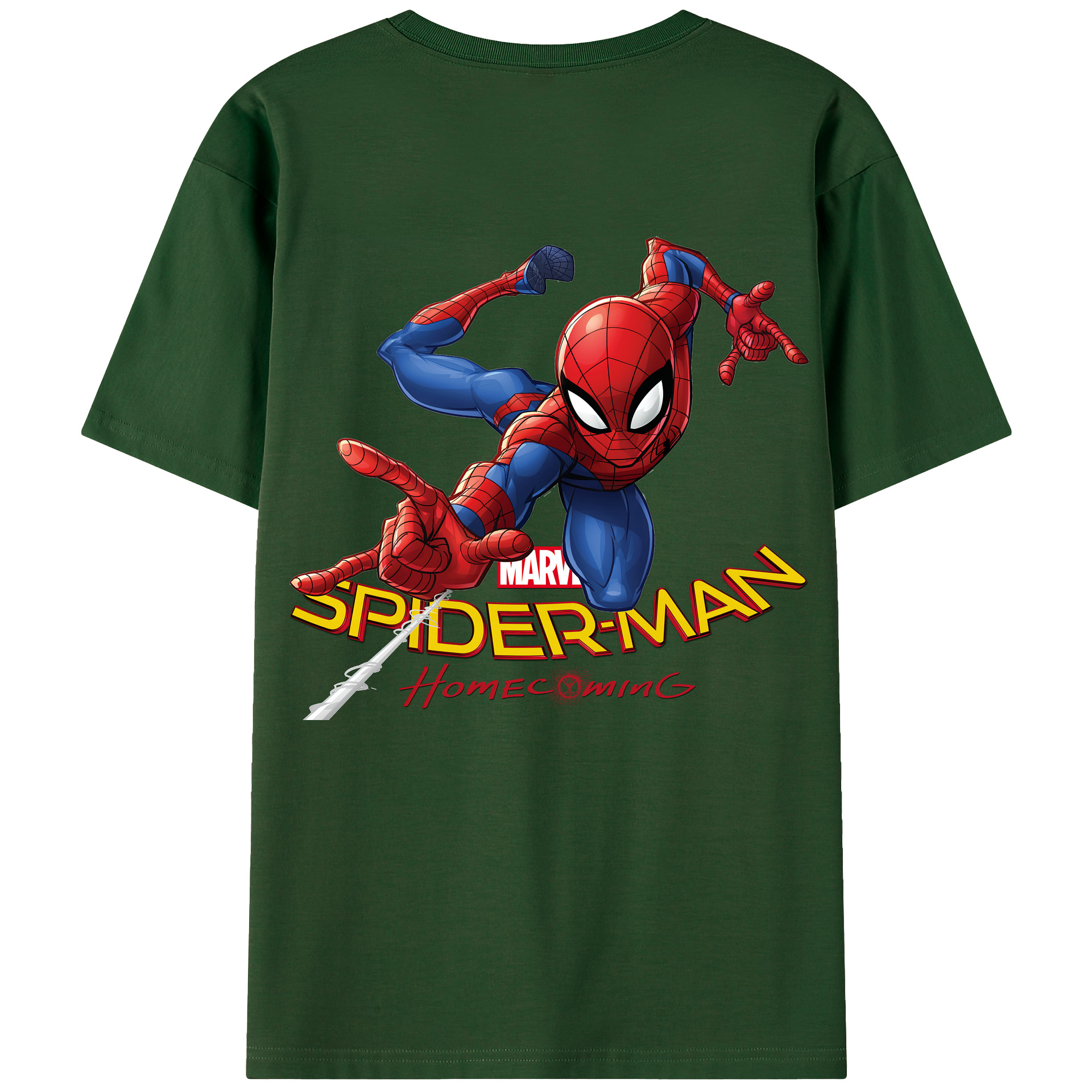 （画像用） Spider Man スパイダーマン 綿100％半袖Tシャツ（背面プリント）
